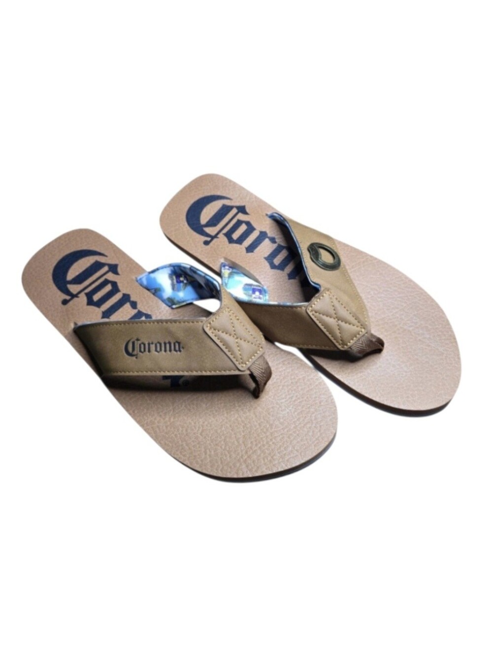Corona Extra Strap Flip Flop Sandals with Bottle Opener in Brown, Size 13 Men's.